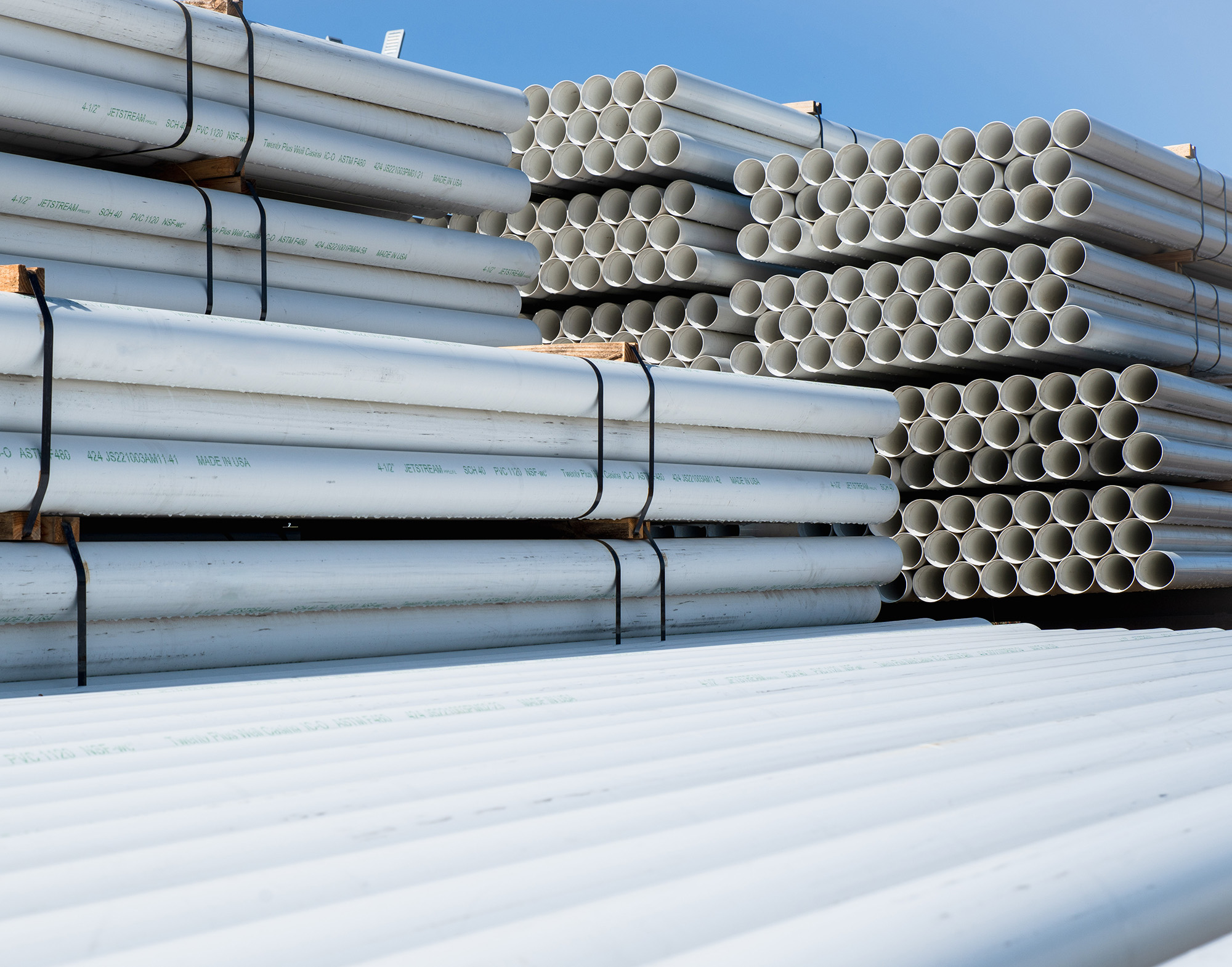 pallets of pvc pipes