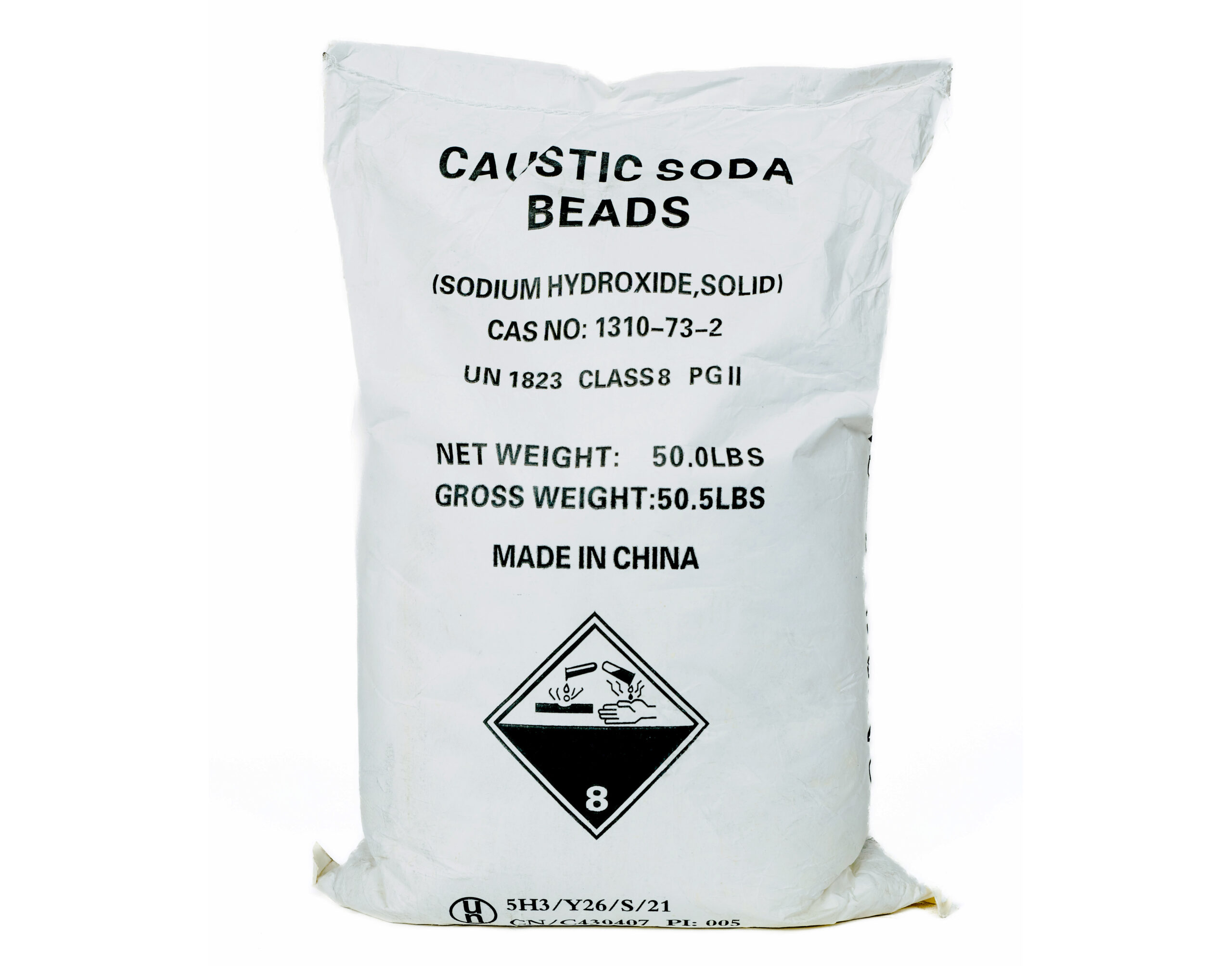 Caustic Soda Beads - 50 lb Sodium Hydroxide Bags