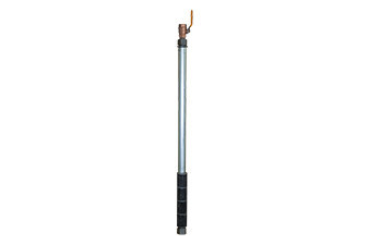 a metal rod with a black handle