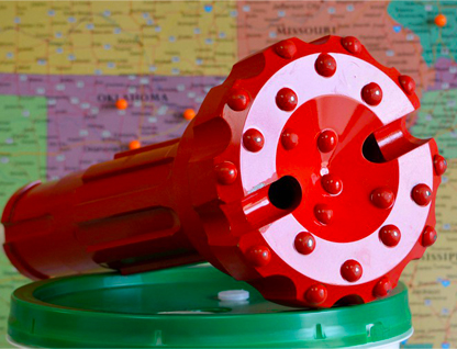 Red DTH drilling tool.